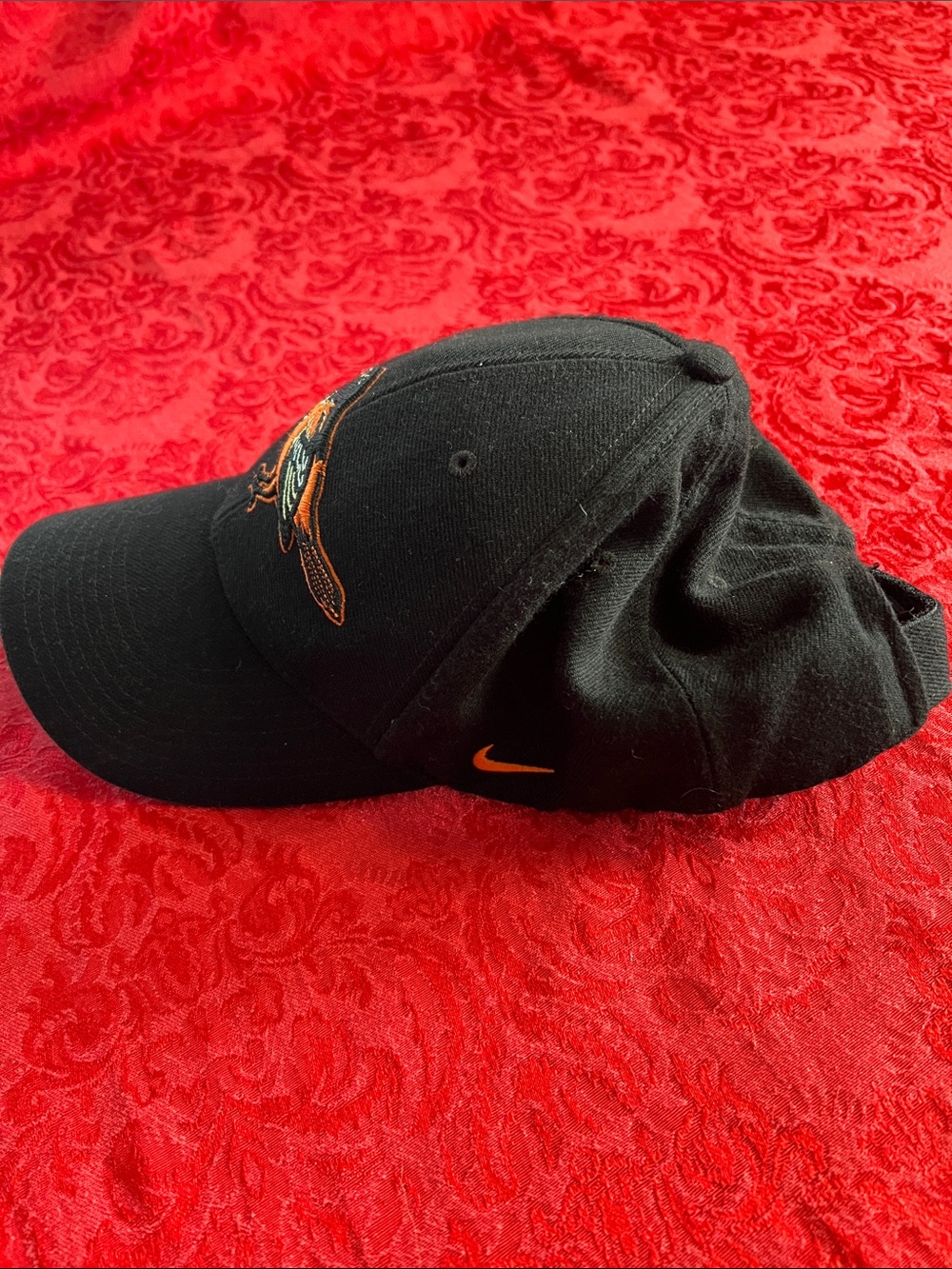 Nike Team Baltimore Orioles Adjustable Hat Black Orange Bird Logo Cap - Picture 2 of 10